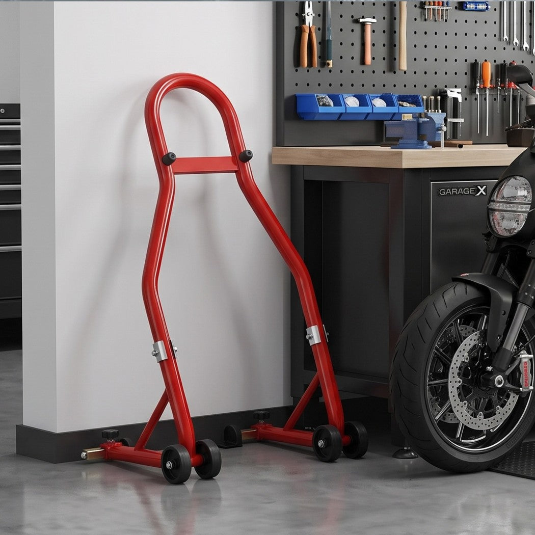 Monvelo Motorcycle Stand Heavy Duty 500KG Carbon Steel Lift Adjustable Fork Red-2100035000937353222