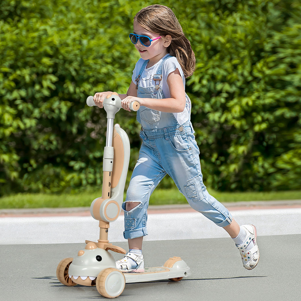 BoPeep Foldable Kids Scooter Flip-able Seat Beige-2065254404998696967