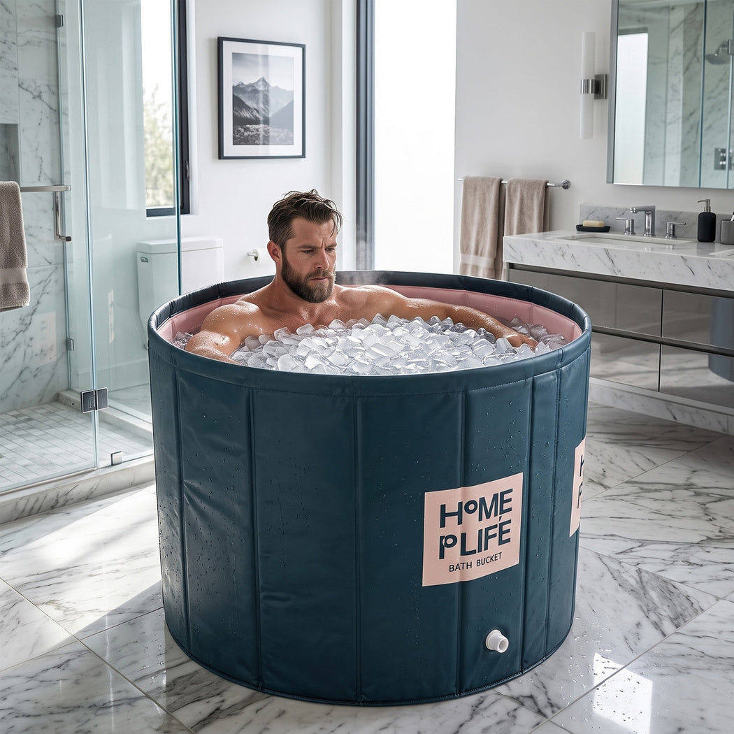 Levede Bathtub Portable Foldable 320L 80 x 80cm Soaking Bath for Home Green-2109799584899993607
