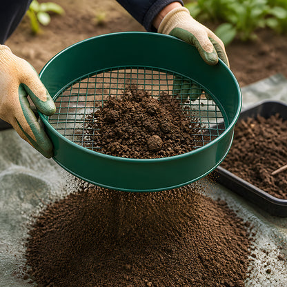 Garden Sieve Soil Sifter Set Metal 4 Mesh Inserts Shovel Hoe for Pots Green-2100035035536166918