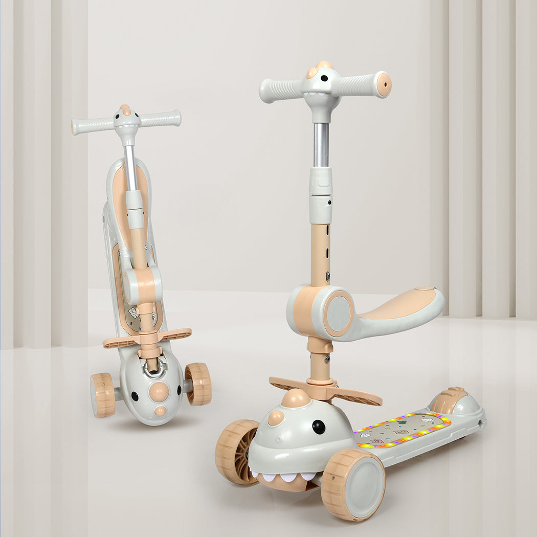 BoPeep Foldable Kids Scooter Flip-able Seat Beige-2065254404998696966