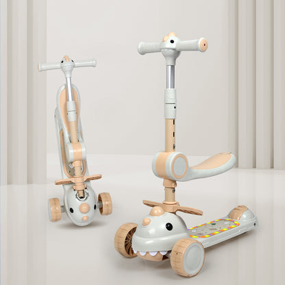 BoPeep Foldable Kids Scooter Flip-able Seat Beige-2065254404998696966