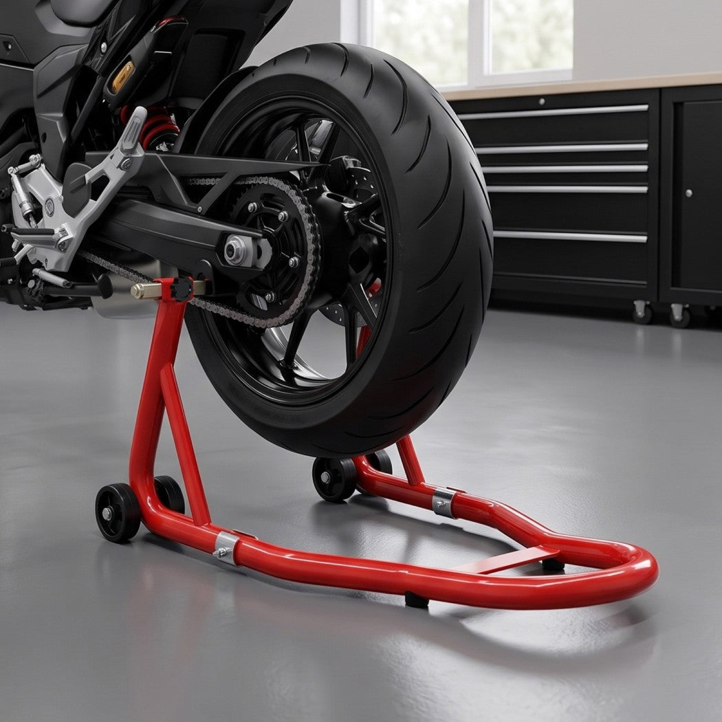 Monvelo Motorcycle Stand Heavy Duty 500KG Carbon Steel Lift Adjustable Fork Red-2100035000937353223