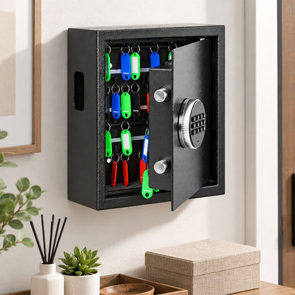 Levede Key Safe Lock Box Large 67 Hook Carbon Steel Cabinet With LED Black-2109799599399702536