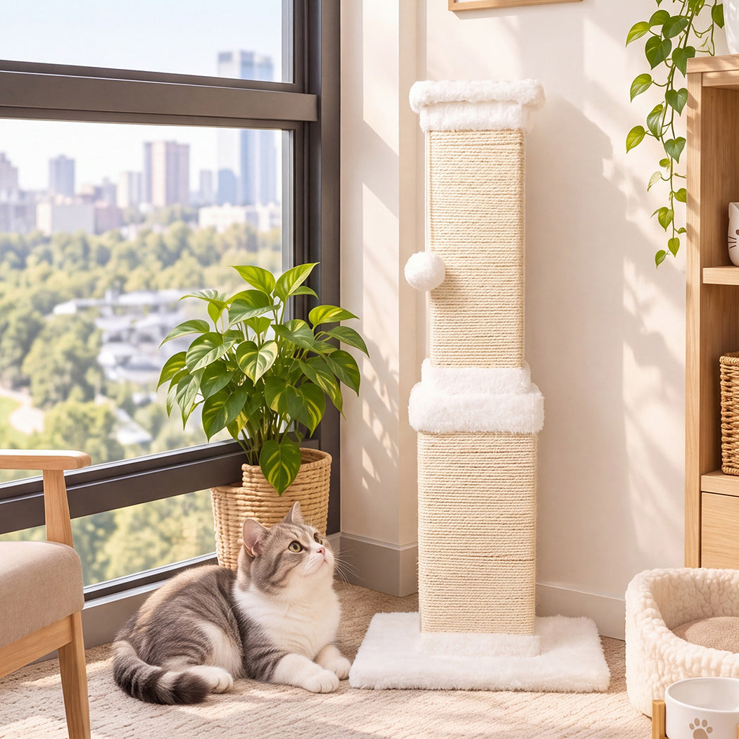 PaWz Cat Scratching Post 83cm Tall Sisal with Stable Base for Large Adults White-2109799598980272136