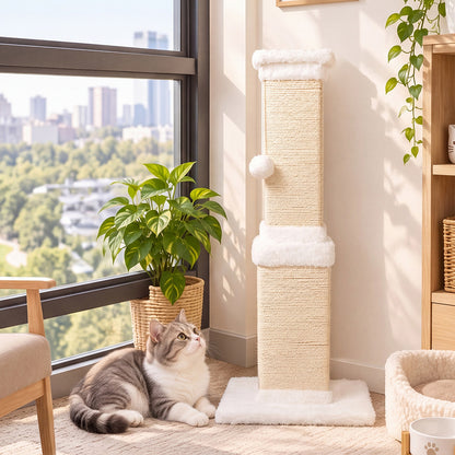 PaWz Cat Scratching Post 83cm Tall Sisal with Stable Base for Large Adults White-2109799598980272136