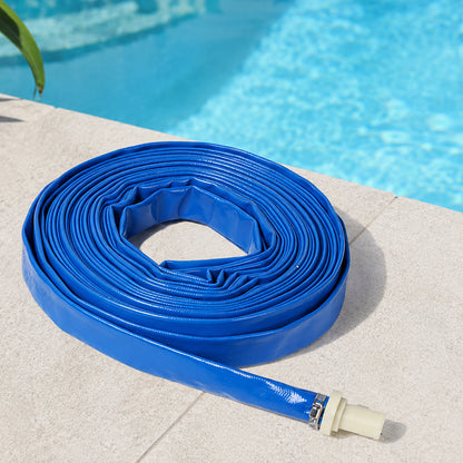 Traderight Hose Pipe 2.54cm Reinforced PVC 20m for Home Pool Drainage Pump Blue-2100035033275437063