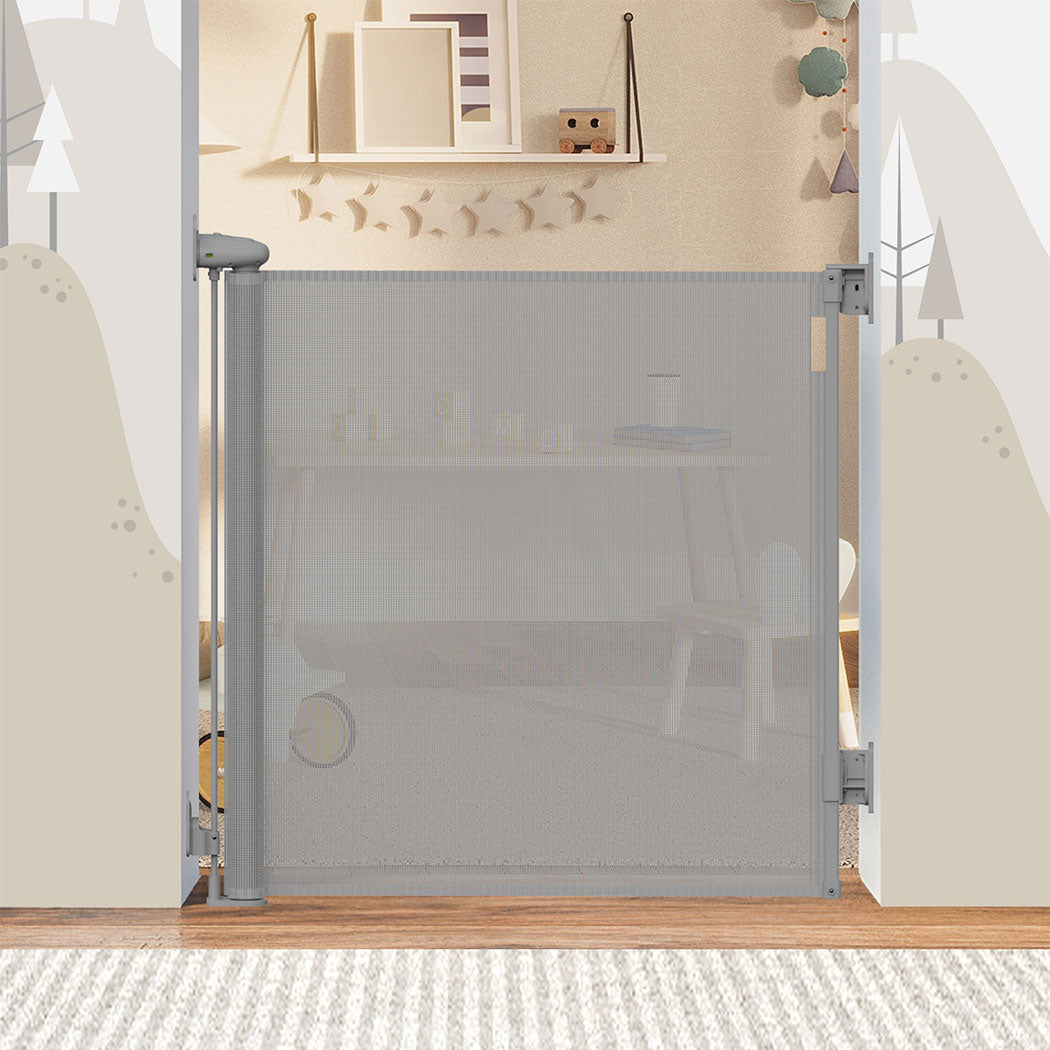 BoPeep Retractable Baby Safety Gates 150cm Grey 150 cm-2029387267486912519