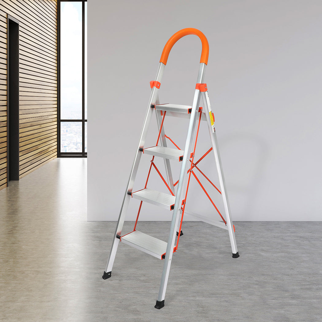 Traderight 4 Step Ladder Folding Aluminium-2065254474234073095