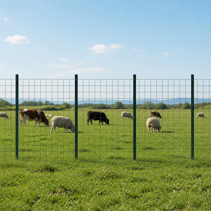 Metal Fence Posts 4Ft 10Pc Set U Shape Powder Coated for Garden Boundary Green-2100035034621808647