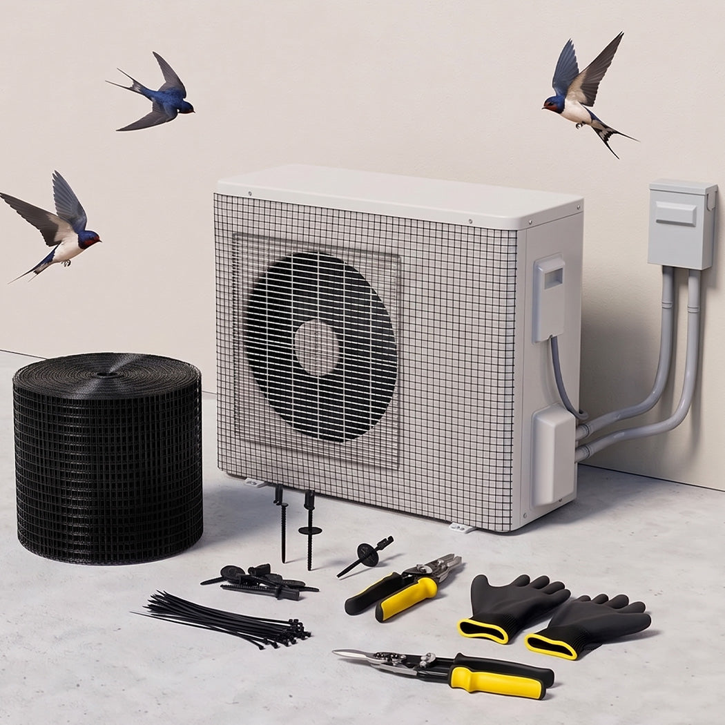 Mountview Bird Proofing Mesh Set PVC 60 Fixing Clips 30m for Solar Panel Black-2100035035343228935