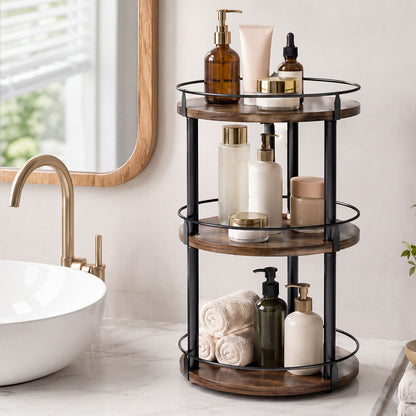 Toque Lazy Susan Turntable 3 Tier 360° Spin Pantry Organiser For Kitchen Brown-2109799596040065032