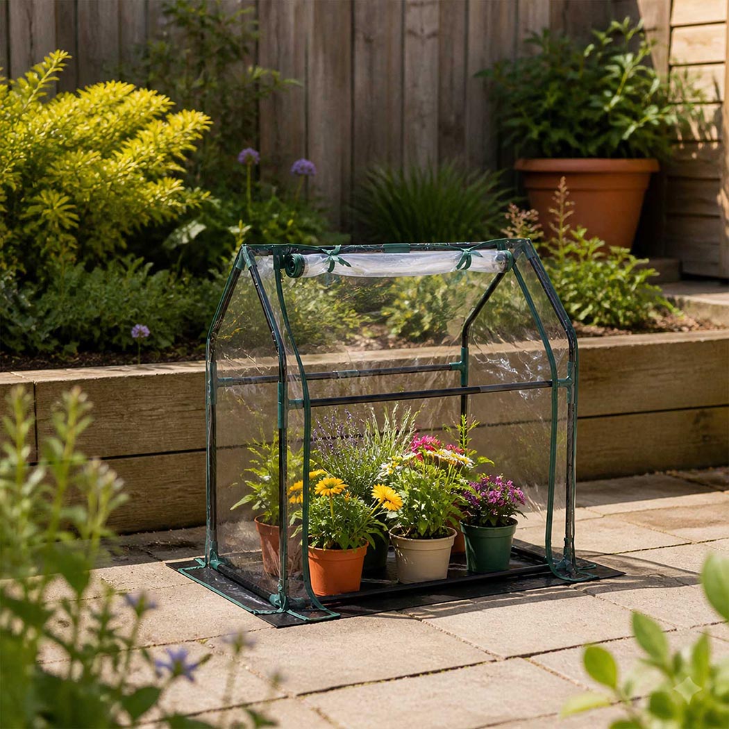 Lambu Mini Greenhouse Sturdy PVC Cover Zipper Door for Patio Balcony Transparent-2109799597822644232