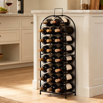 Levede 23 Bottle Wine Rack Kitchen Home Floor Storage Organiser Metal Black-2100035036840595463