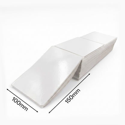 1000PCS Direct Thermal 100mmx150mm Fanfold Labels White Perforated-2100035023100055553