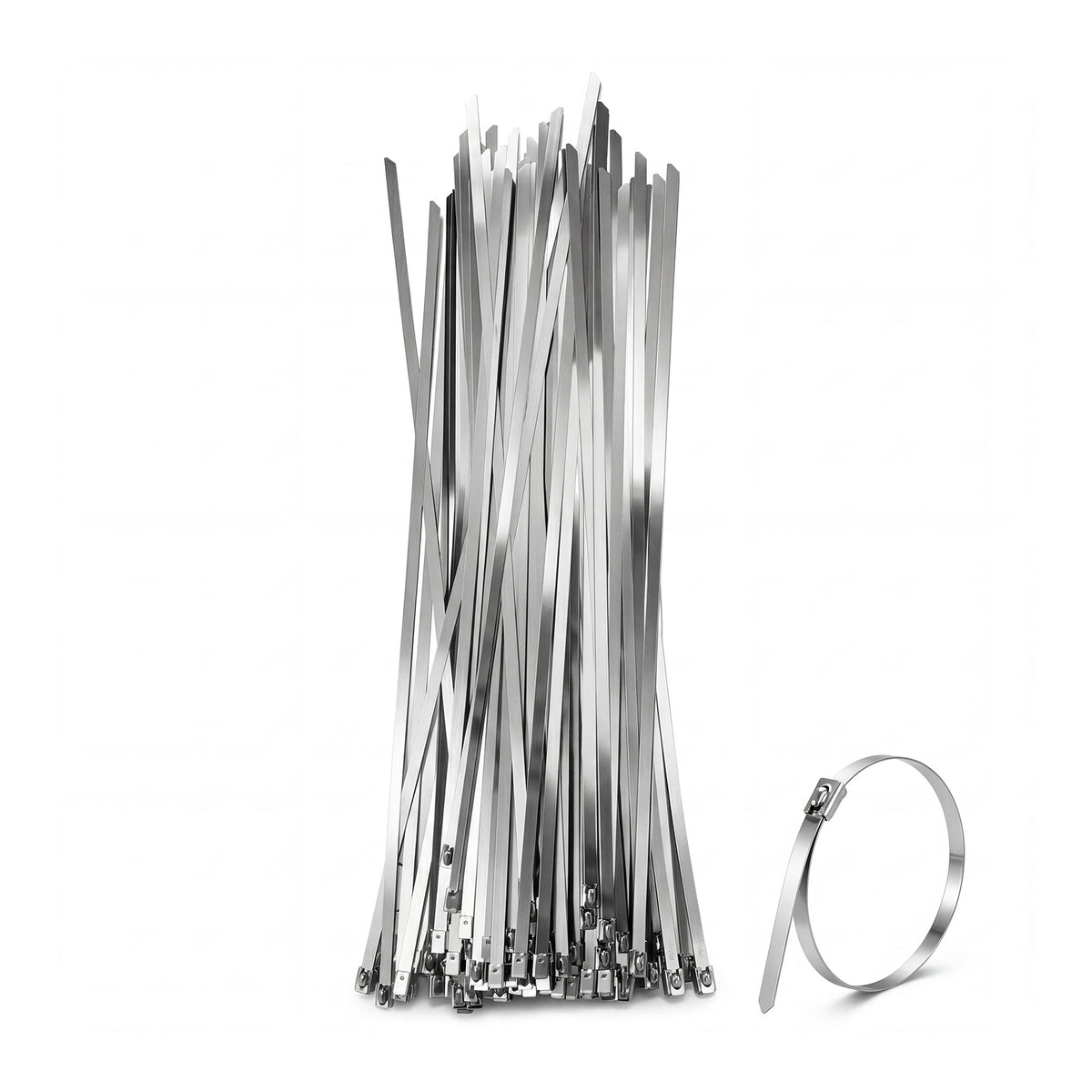Steel Zip Tie Sliver 4.6mmx300mm 100pcs-2100035015718080512