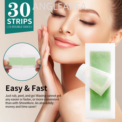 30Pcs Facial Hair Removal Wax Strip per Box Professional Non Woven Face Lip Eyebrow Women'S Body Hair Removal