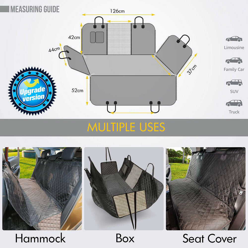 Premium Waterproof Pet Car Seat Cover Hammock - Non-Slip Protector for Dogs and Cats