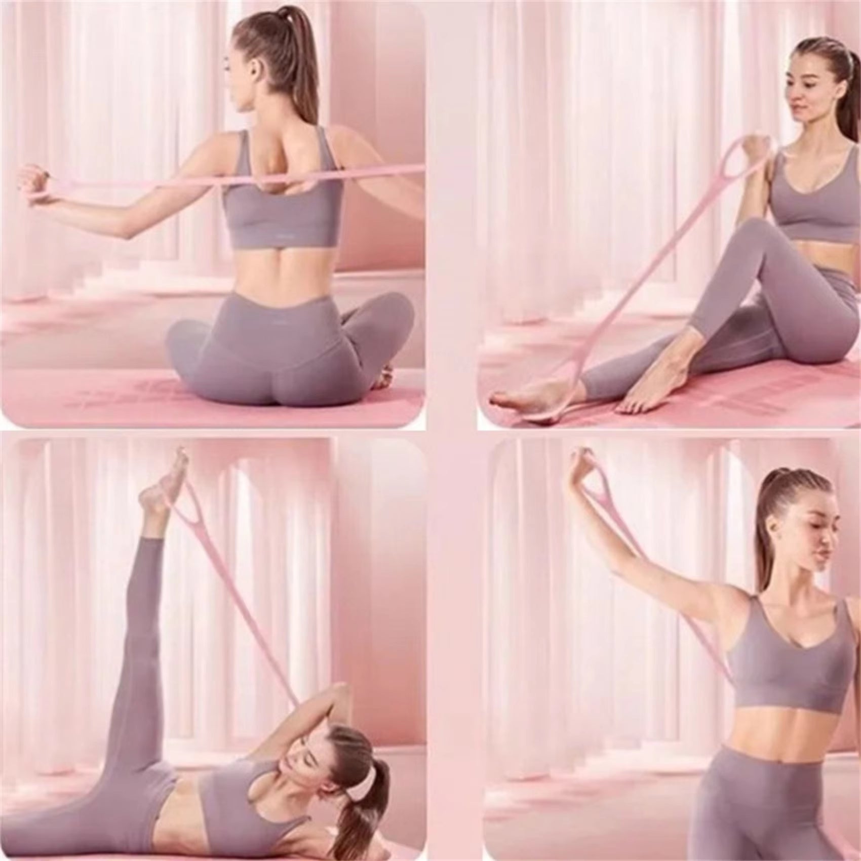 8-Character Elastic Belt Yoga Auxiliary Puller for Home Fitness - Women's Open Shoulder and Back Stretcher