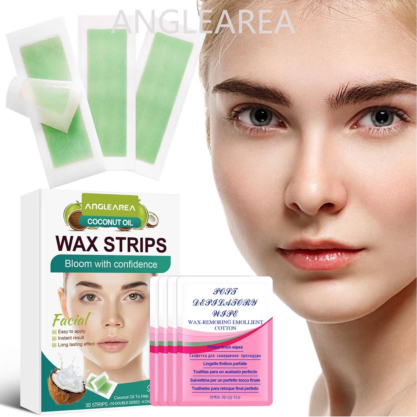 30Pcs Facial Hair Removal Wax Strip per Box Professional Non Woven Face Lip Eyebrow Women'S Body Hair Removal