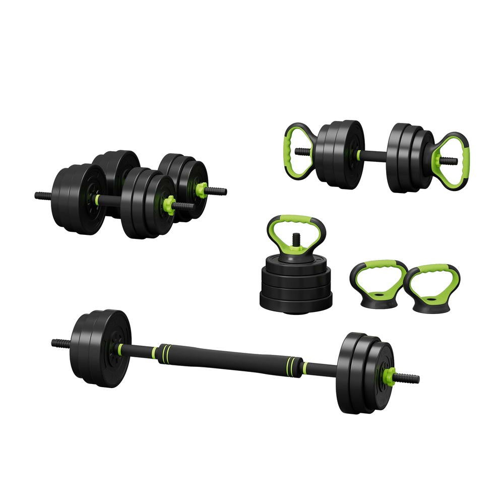 Everfit 25Kg Adjustable Dumbbell and Kettlebell Weight Set with Barbell Plates for Home Gym