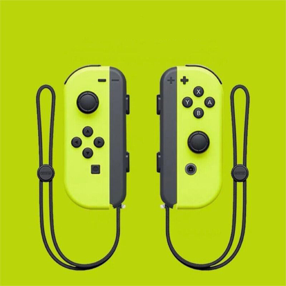 Wireless Controller Gamepad For Nintendo Switch Joy Con Left + Right - Yellow Green + Wrist Strap