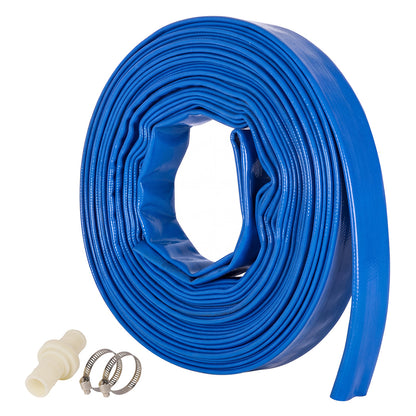 Traderight Hose Pipe 2.54cm Reinforced PVC 20m for Home Pool Drainage Pump Blue-2100035033275437056