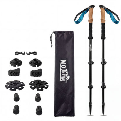Mountview 2 Pcs Hiking Trekking Poles Walking Stick Adjustable Lightweight Black-2050059022798819328