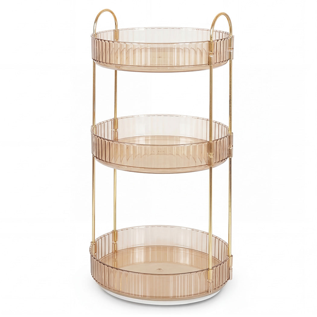 Ilus 360� Roating Makeup Organiser Vanity Countertop Shelf Cosmetic Holder Gold-2050056779160752128