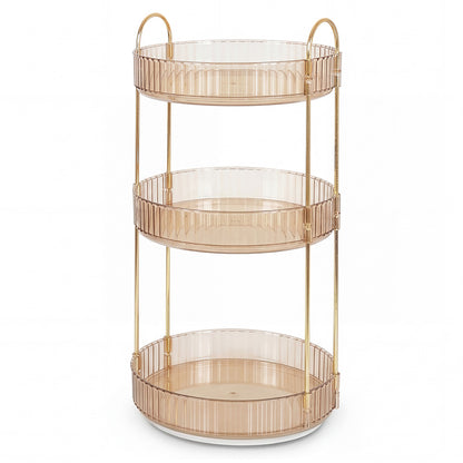 Ilus 360� Roating Makeup Organiser Vanity Countertop Shelf Cosmetic Holder Gold-2050056779160752128