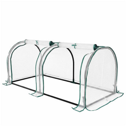 Lambu Mini Greenhouse Dual Zone PE Cover Tunnel Frame for Garden Transparent-2109799597935890433