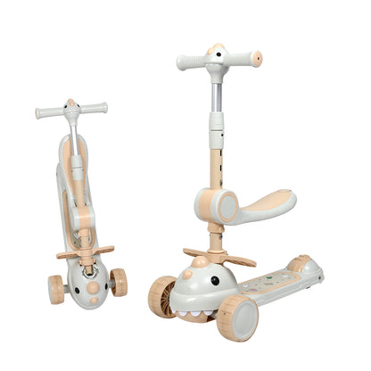 BoPeep Foldable Kids Scooter Flip-able Seat Beige-2065254404998696960