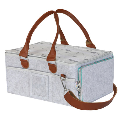 Bo Peep Baby Nappy Caddy Organiser Waterproof Liner With Shoulder Strap Grey-2109799595163455489