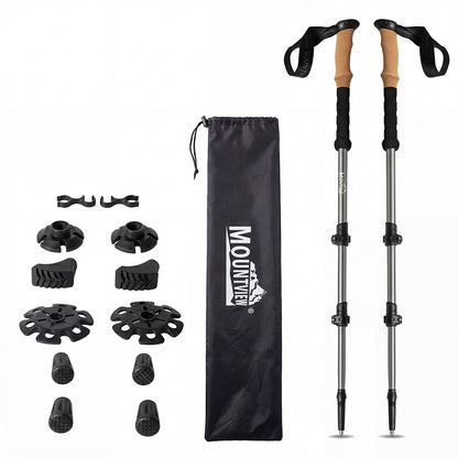 Mountview 2 Pcs Hiking Trekking Poles Walking Stick Adjustable Lightweight Grey-2065254309930602496