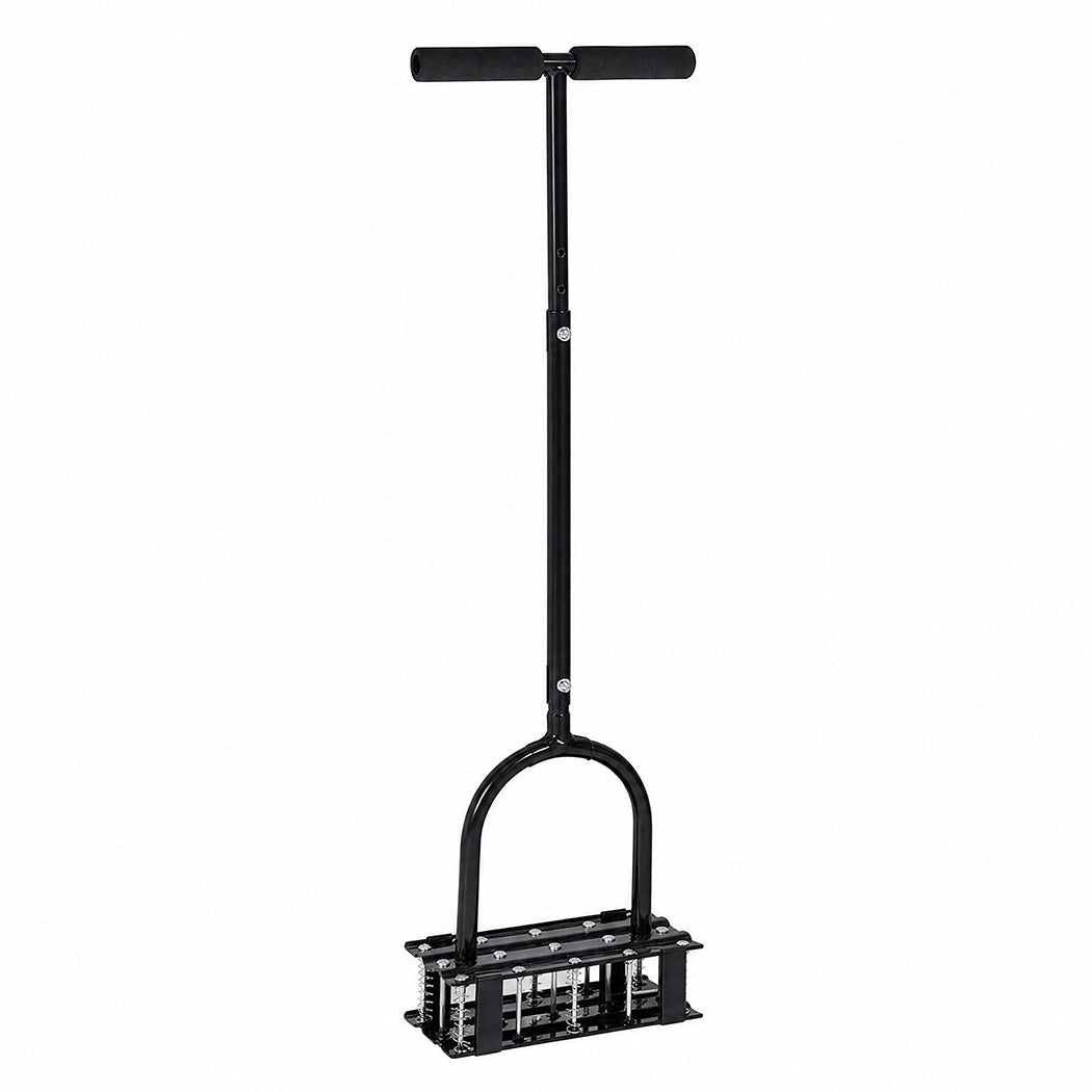 Lambu Lawn Aerator 15-Spike Manual Garden Scarifier Tool Carbon Steel Black-2100035033665507328