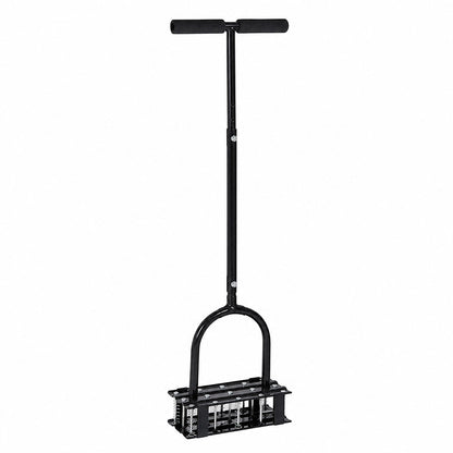 Lambu Lawn Aerator 15-Spike Manual Garden Scarifier Tool Carbon Steel Black-2100035033665507328
