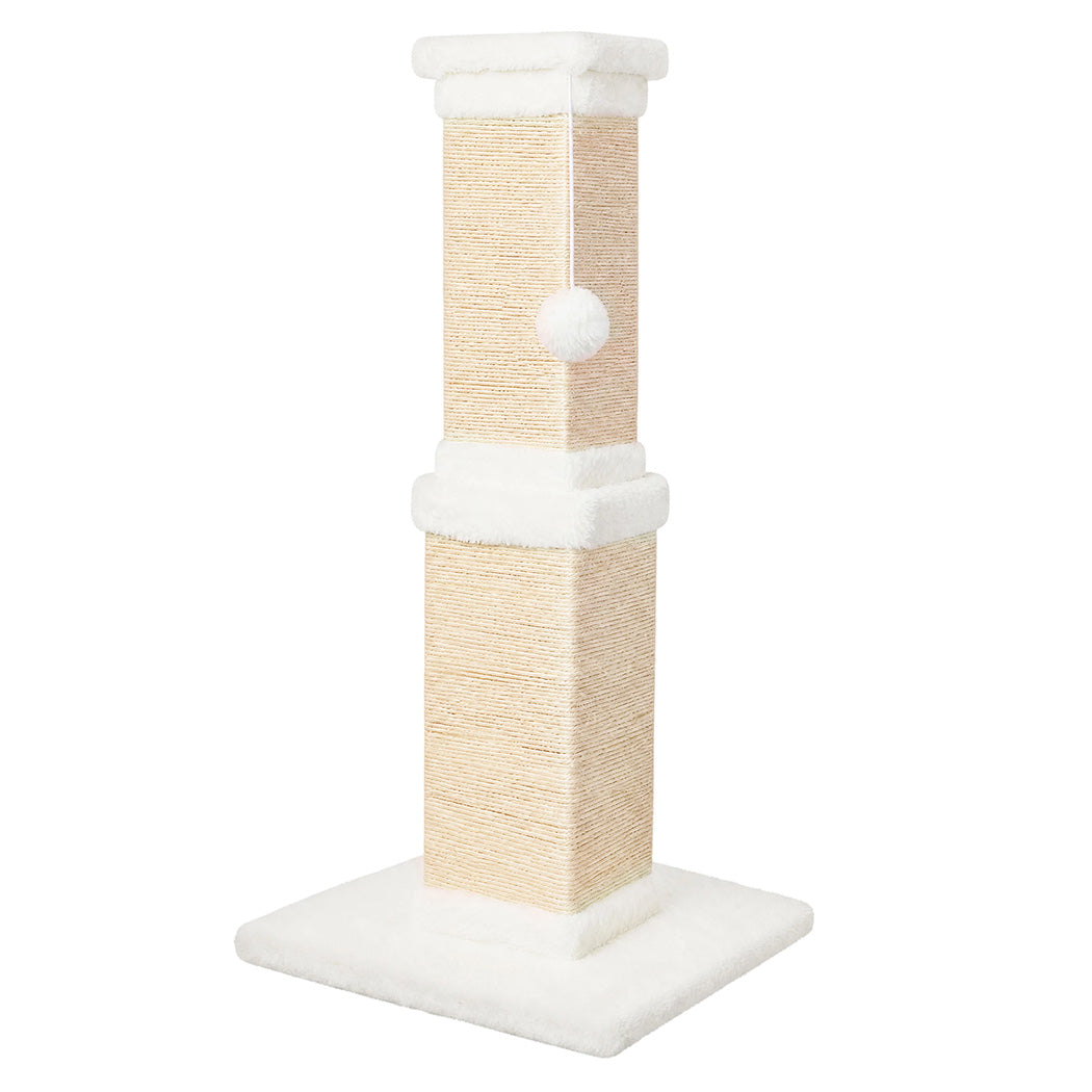 PaWz Cat Scratching Post 83cm Tall Sisal with Stable Base for Large Adults White-2109799598980272129