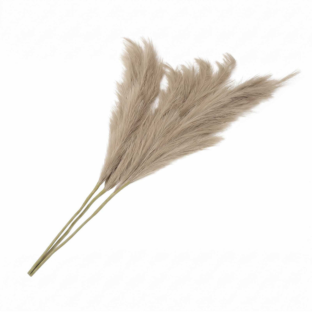 Santaco Pampas Grass Artificial 3Pcs 116cm Fluffy Faux Silk for Vase Brown-2100035034982518784