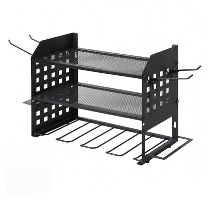 Levede Tool Storage Wall Mounted Tool Organiser Steel 3-Tier Rack Garage Black-2109799601542991873