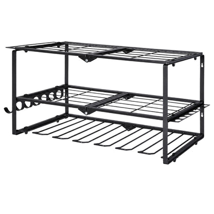 Levede Garage Storage Organiser 3 Tier Wall Mounted Power Tool Rack Metal Black-2109799601446522881