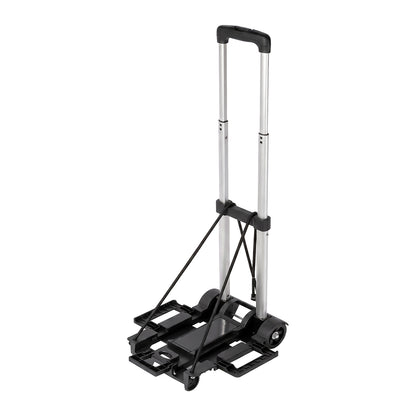 Manan Folding Trolley Cart On Wheels Expandable Base Adjustable Handle Black-2109799600288894977