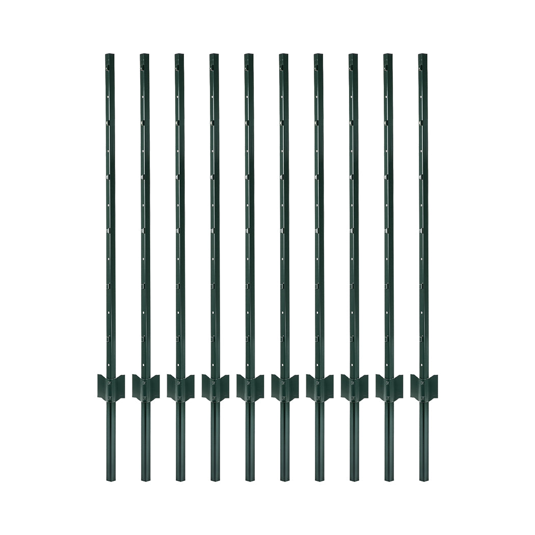 Metal Fence Posts 4Ft 10Pc Set U Shape Powder Coated for Garden Boundary Green-2100035034621808640