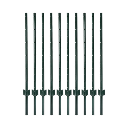 Metal Fence Posts 4Ft 10Pc Set U Shape Powder Coated for Garden Boundary Green-2100035034621808640