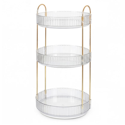 Ilus 360� Roating Makeup Organiser Vanity Countertop Shelf Cosmetic Holder White-2065254302464741376