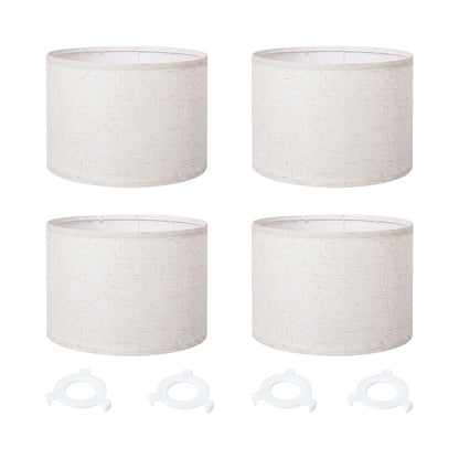 Emitto Lamp Shade 4pc Linen Drum E26 E27 with E14 Ring for Home Decor Beige-2109799596627267585