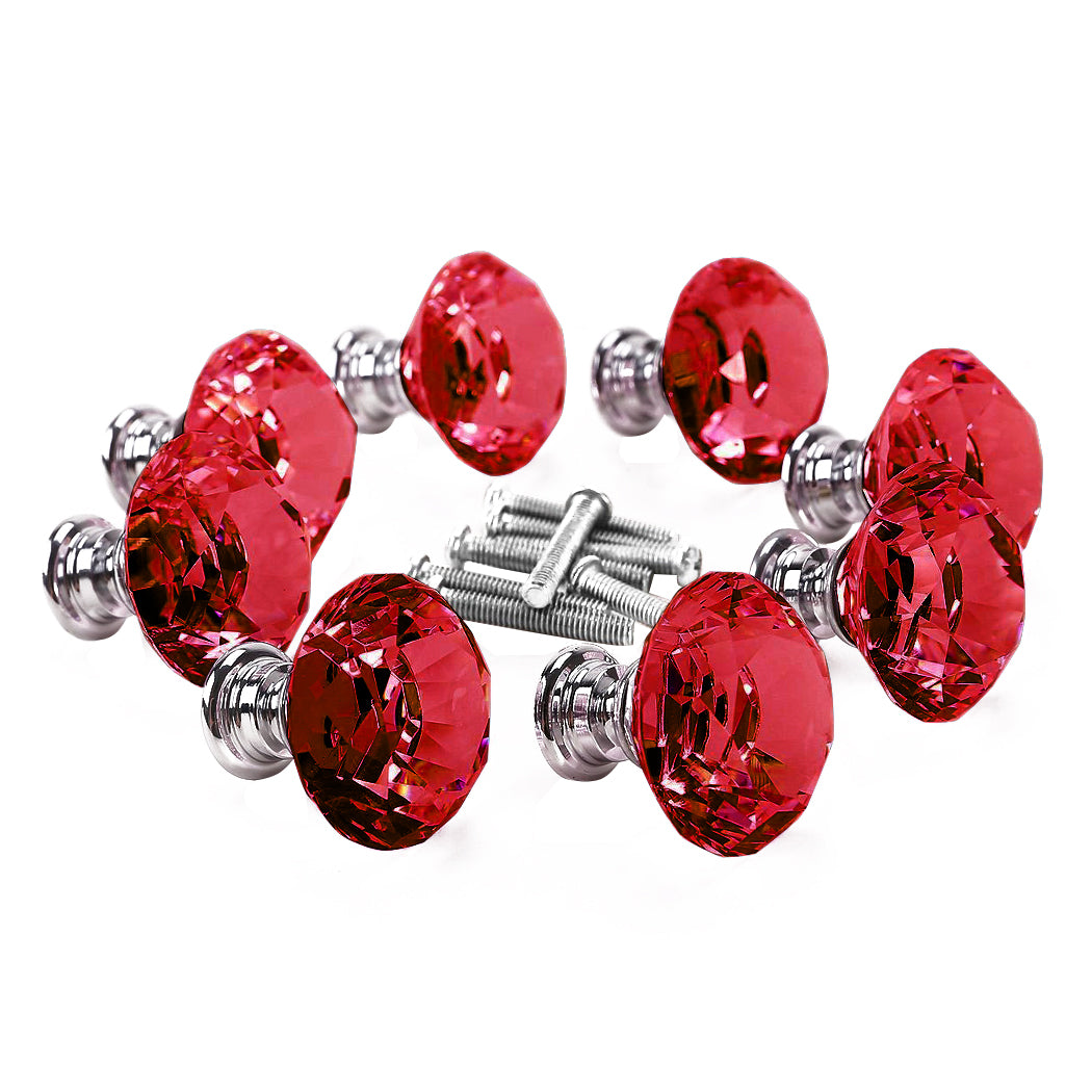 16 Pcs Red Crystal Knobs Diamond 40mm Large Red-2018816678120525824
