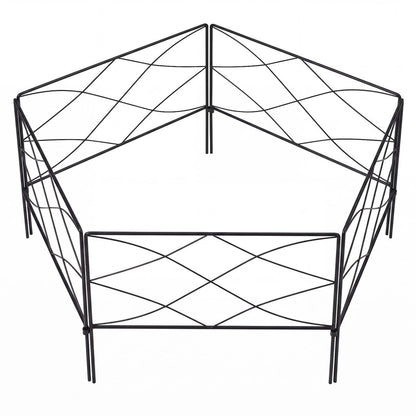 Lambu Garden Fence Panel 5 Pc Q195 Steel Rust Proof Border for Flower Beds Black-2109799601236807681