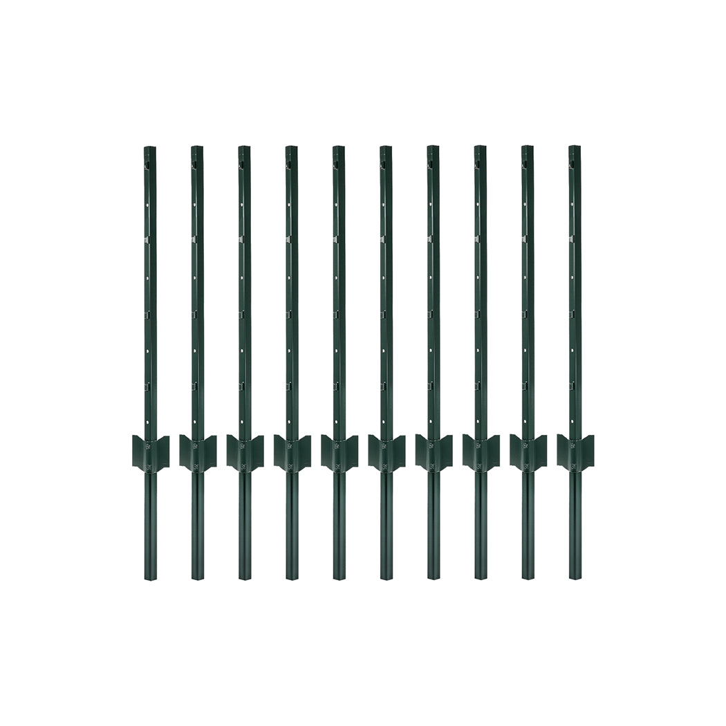 Garden U Fence Posts No Dig Metal Stakes Outdoor Yard Green 3ft 10Pack Green-2100035034437259264