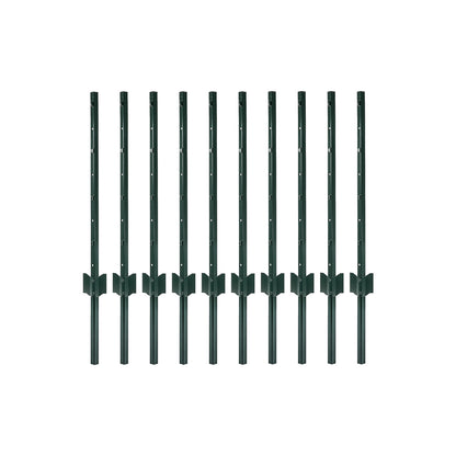 Garden U Fence Posts No Dig Metal Stakes Outdoor Yard Green 3ft 10Pack Green-2100035034437259264