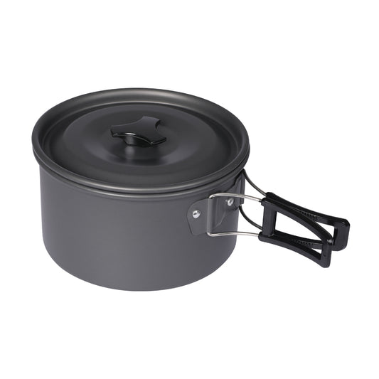 16-piece portable camping cookware set with pots, pans and utensils for outdoor cooking